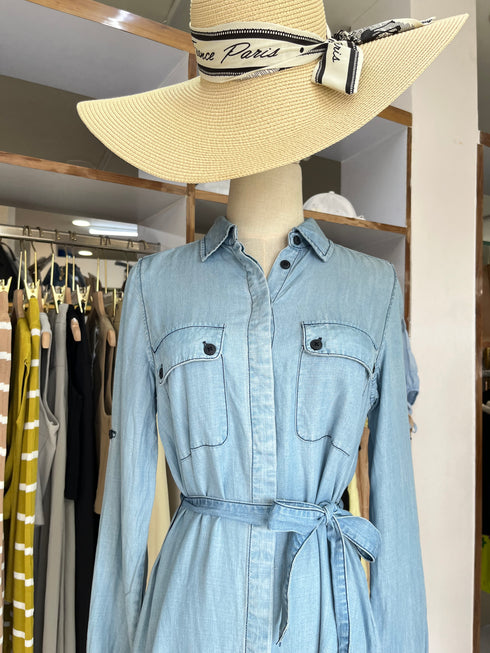 Denim Collar Bottoms Up Long Sleeves Dresses